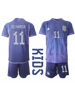 Argentina Angel Di Maria #11 Venkovní dres pro děti MS 2022 Krátký Rukáv (+ trenýrky)